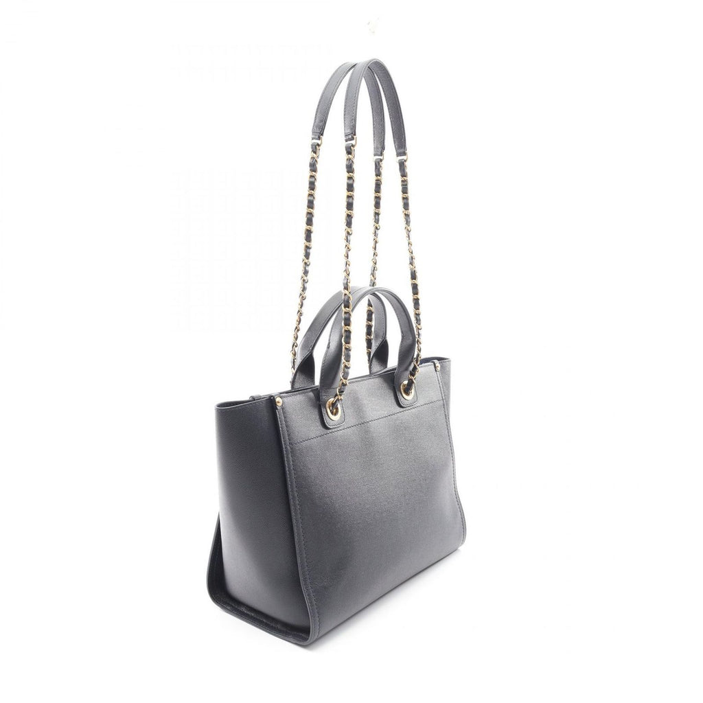 Chanel Tote Deauville Navy Leather Logo Studded — view 2