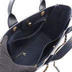 Chanel Tote Deauville Navy Leather Logo Studded — view 3