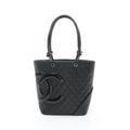 Chanel Tote Cambon Line Black Enamel Leather Patent