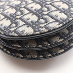Dior Shoulder Bag Saddle Pouch Oblique Navy Canvas Leather — view 7