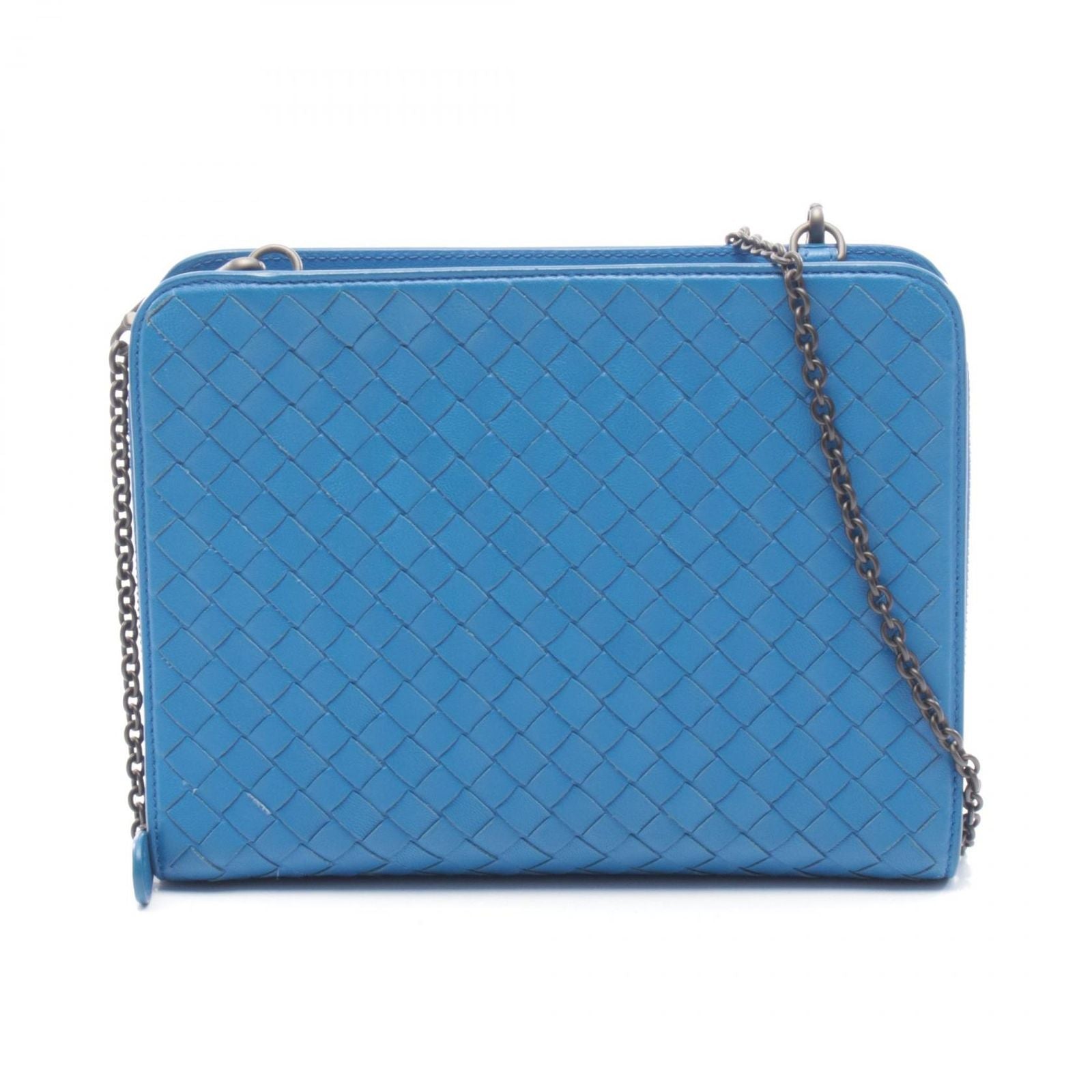 Bottega Veneta Shoulder Bag Intrecha Blue Leather Che Wallet