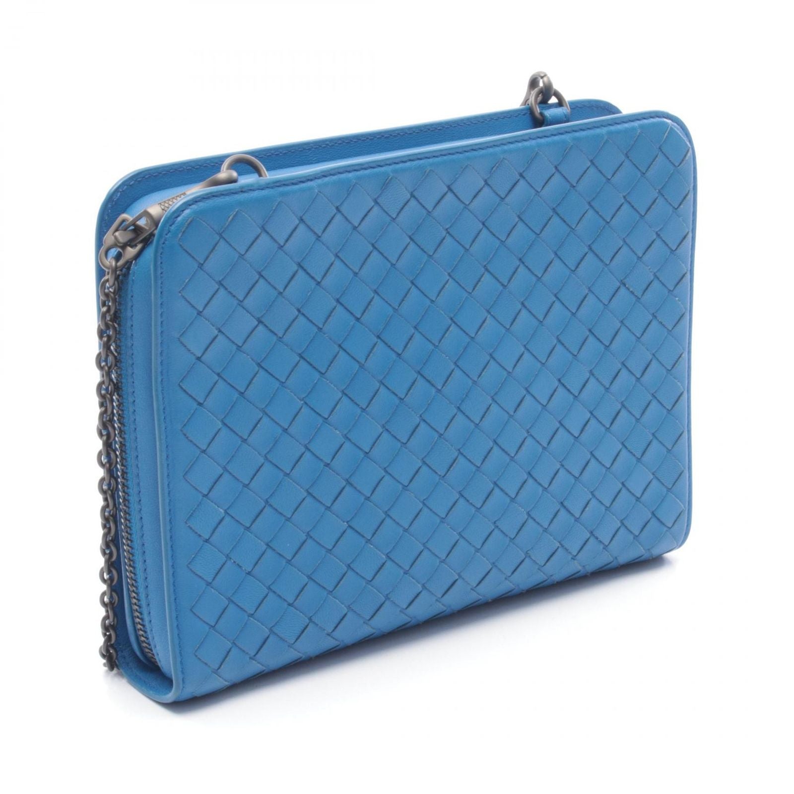 Bottega Veneta Shoulder Bag Intrecha Blue Leather Che Wallet — view 2
