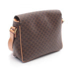 Celine Shoulder Bag Macadam Dark Brown Natural Canvas Leather — view 2