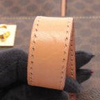 Celine Shoulder Bag Macadam Dark Brown Natural Canvas Leather — view 9