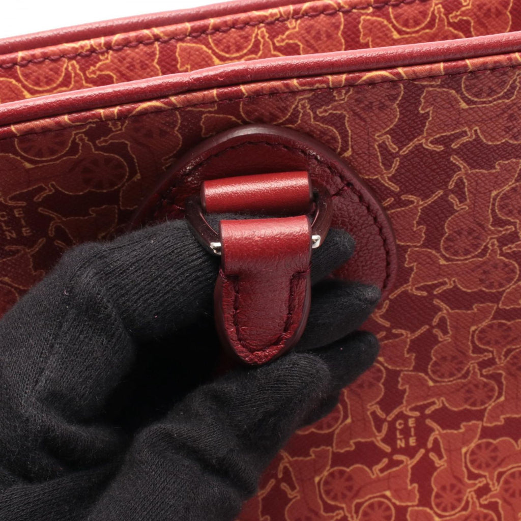 Celine Seri Tote Saruki Red Co Ting Canvas Leather Logo Gram — view 6