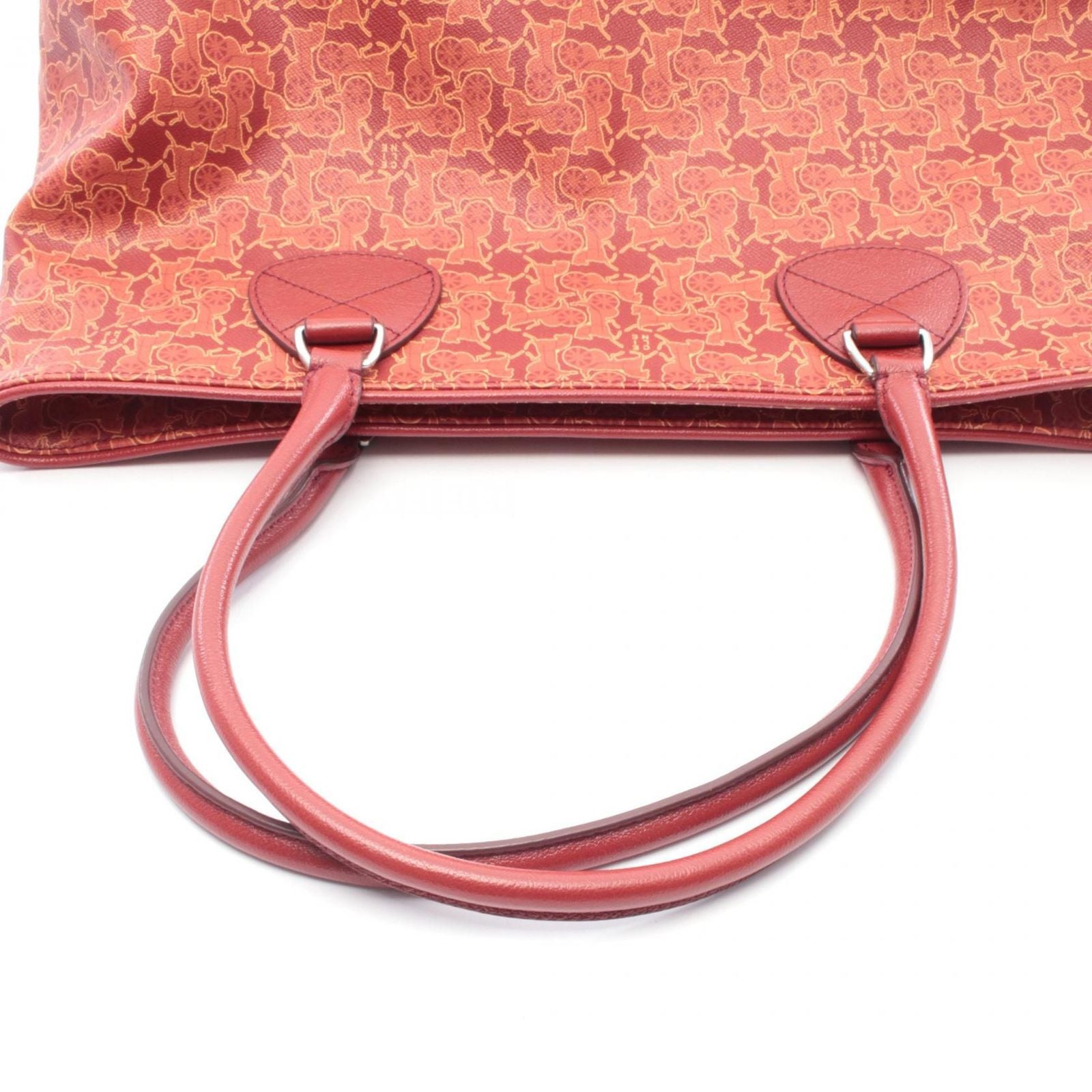 Celine Seri Tote Saruki Red Co Ting Canvas Leather Logo Gram — view 5