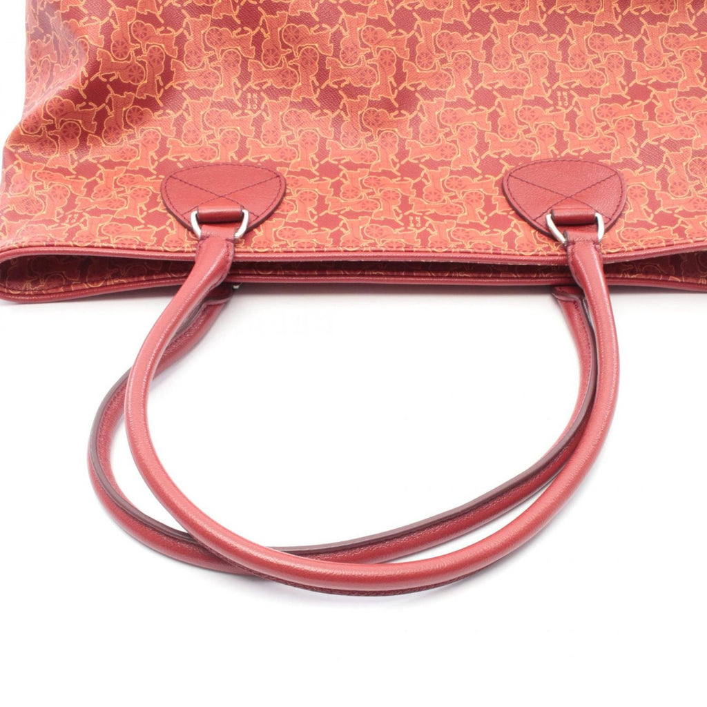 Celine Seri Tote Saruki Red Co Ting Canvas Leather Logo Gram — view 5