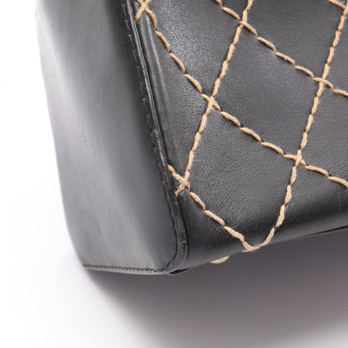 Chanel Handbag Wild Stitch Black Leather — view 8