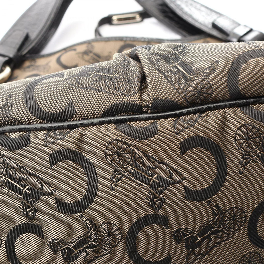 Celine Handbag Bittersweet Saluki Black Blanc Canvas Leather — view 8