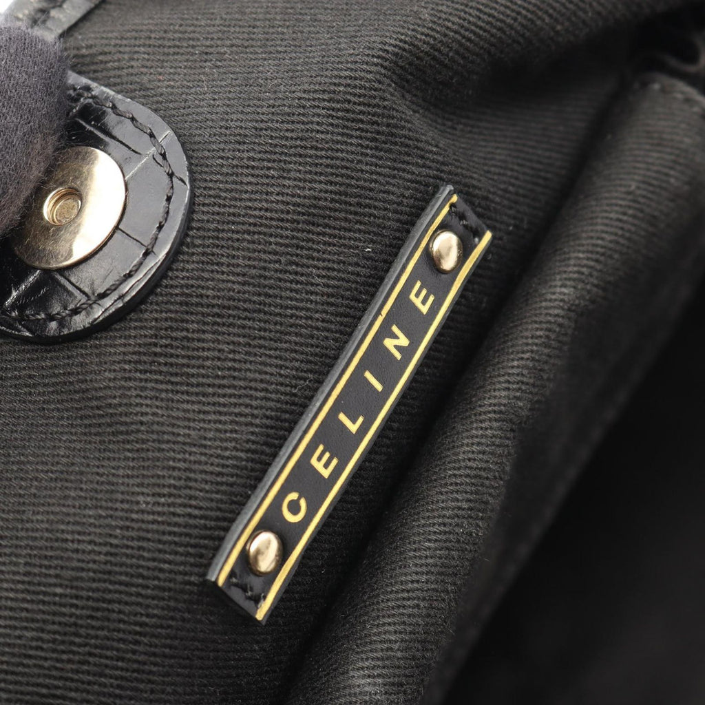 Celine Handbag Bittersweet Saluki Black Blanc Canvas Leather — view 4