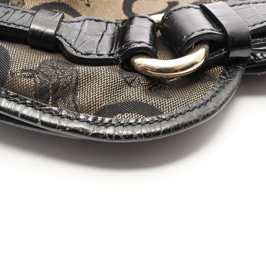 Celine Handbag Bittersweet Saluki Black Blanc Canvas Leather — view 6