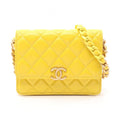 Chanel Shoulder Bag Quilted Mini Yellow Lambskin Chain Wallet