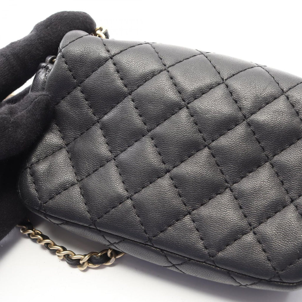 Chanel Shoulder Bag Quilted Mini Black Lambskin Chain — view 9