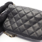 Chanel Shoulder Bag Quilted Mini Black Lambskin Chain — view 9