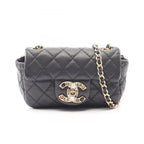 Chanel Shoulder Bag Quilted Mini Black Lambskin Chain