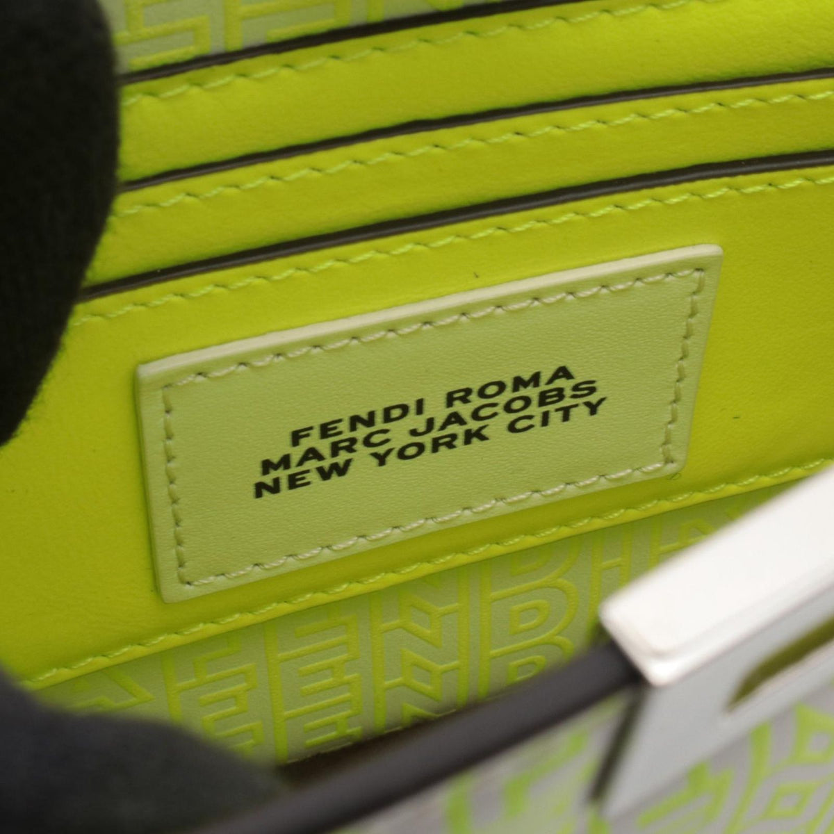 Fendi Handbag Peekaboo ISeeU X-cross White Neon Yellow Leather — view 4