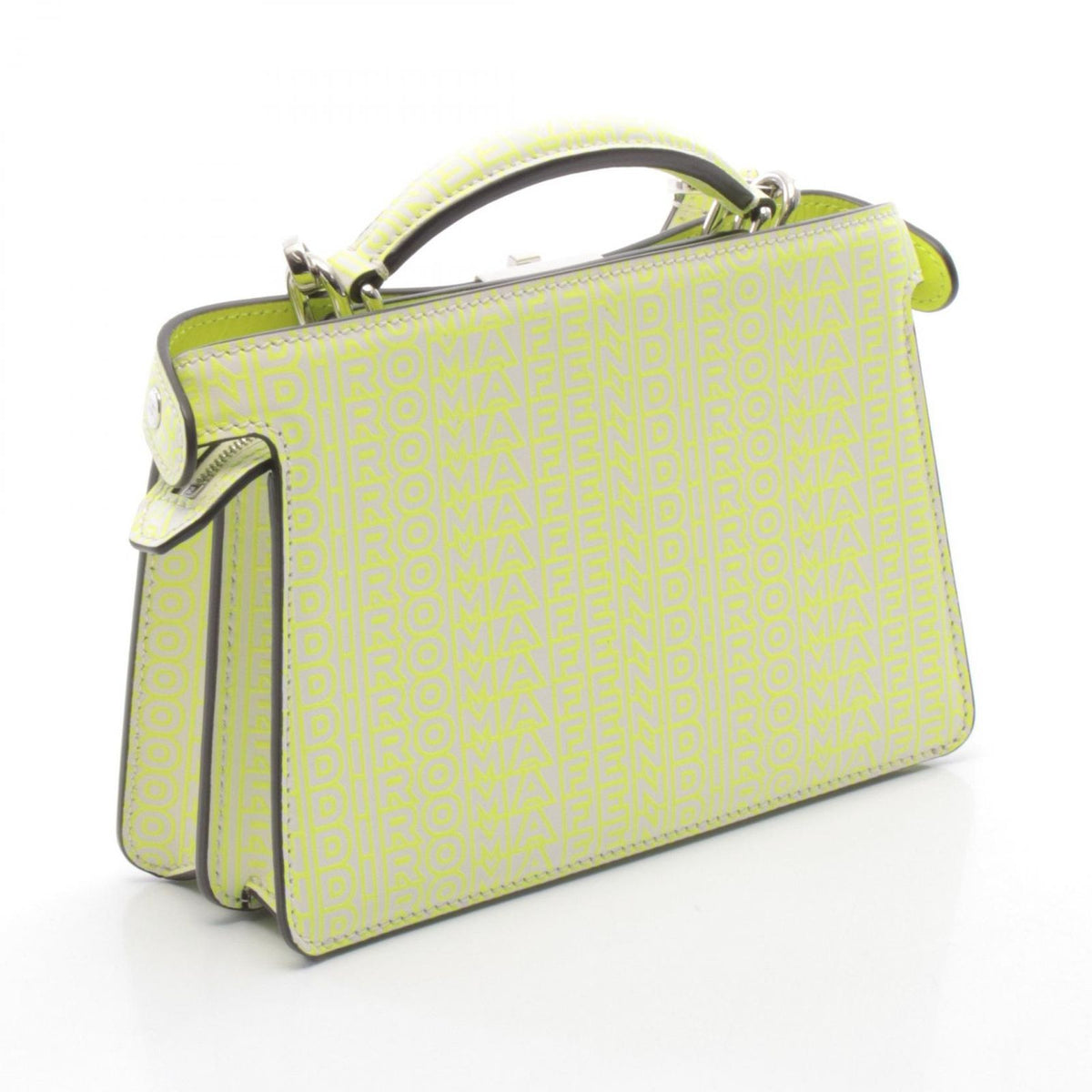 Fendi Handbag Peekaboo ISeeU X-cross White Neon Yellow Leather — view 2