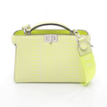 Fendi Handbag Peekaboo ISeeU X-cross White Neon Yellow Leather