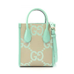 Gucci Handbag Interlocking Jumbo GG Mini Tote 2-Way Beige Green Canvas Leather
