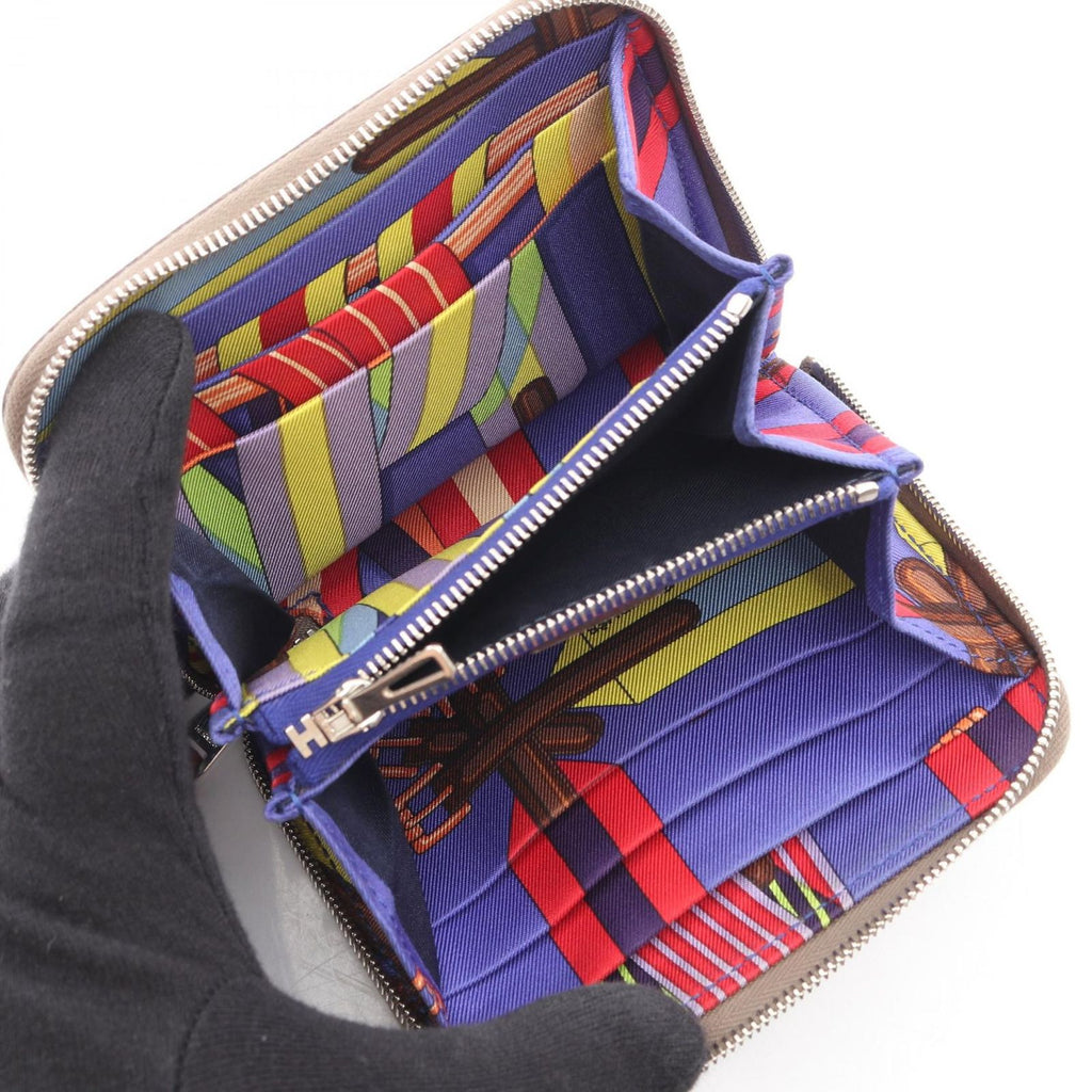 Hermes Round Wallet Azap Compact Silk Inn Etoupe Leather Inn — view 3