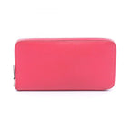 Hermes Round Wallet Azap Long Silk in Rose Leather in