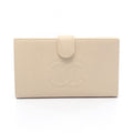 Chanel Bifold Wallet CC Logo Ivory Caviar Leather Clasp
