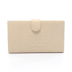 Chanel Bifold Wallet CC Logo Ivory Caviar Leather Clasp