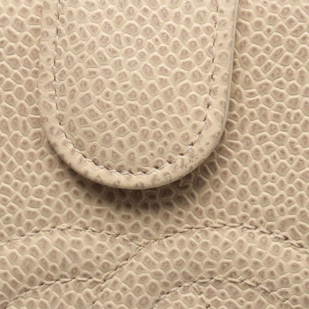Chanel Bifold Wallet CC Logo Ivory Caviar Leather Clasp — view 9