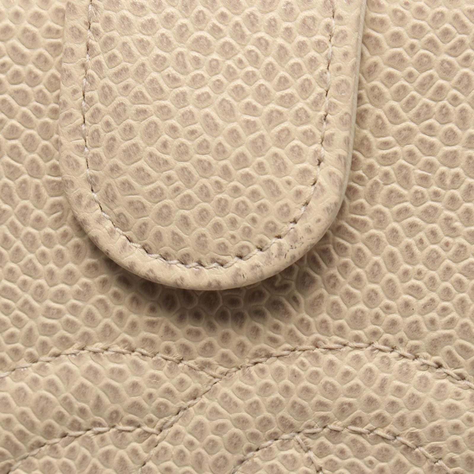 Chanel Bifold Wallet CC Logo Ivory Caviar Leather Clasp — view 9