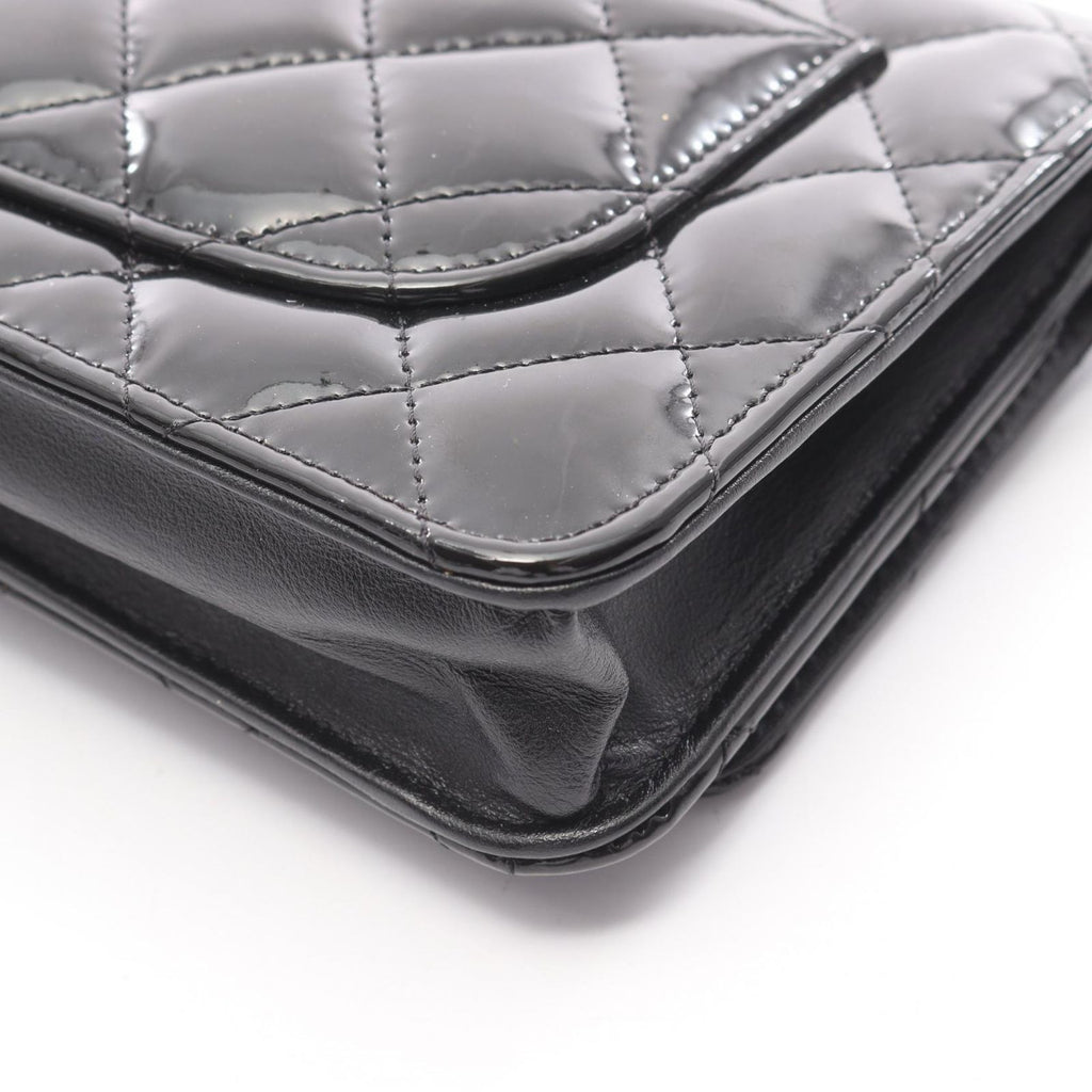 Chanel Shoulder Bag 2.55 Quilted Black Patent Leather Chain Wallet — view 6