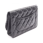 Chanel Shoulder Bag 2.55 Quilted Black Patent Leather Chain Wallet — view 2