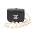 Chanel Quilted Airpods Case with Shoulder Strap Black