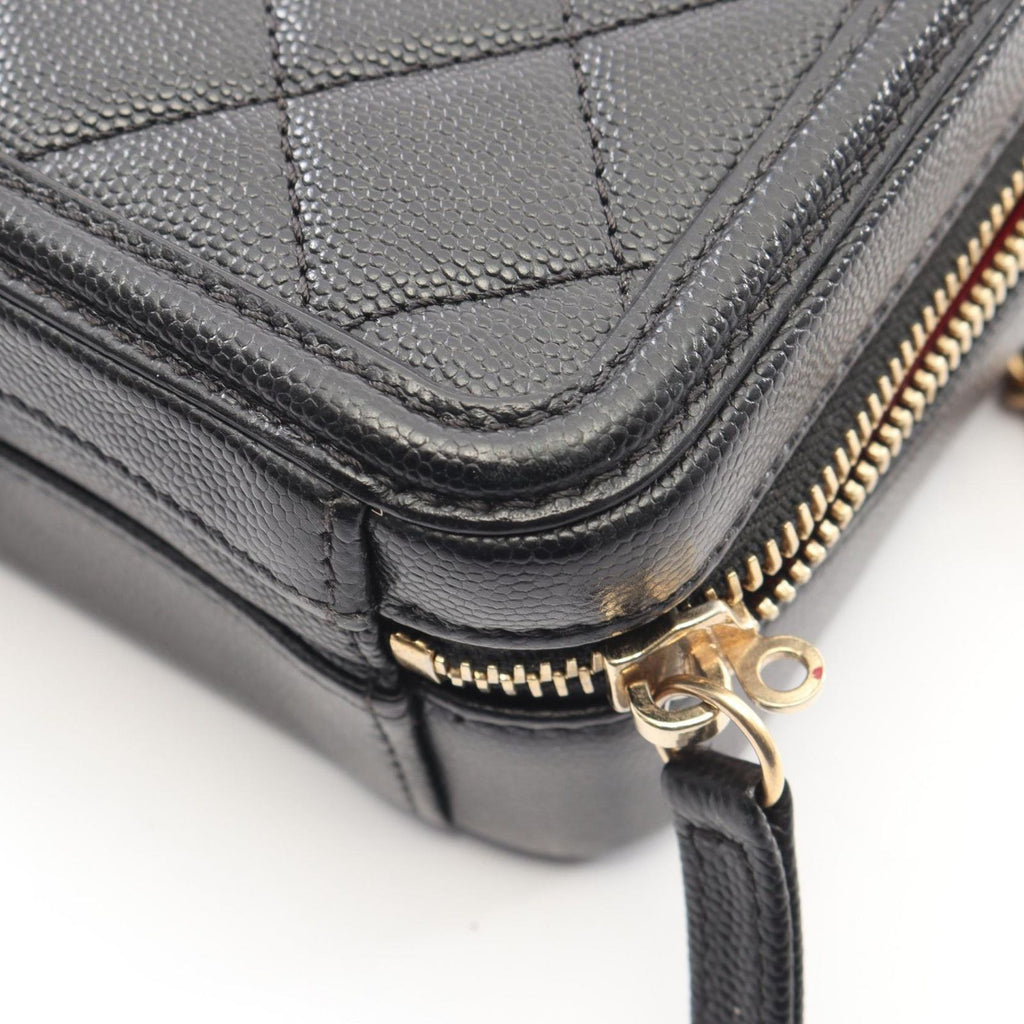 Chanel Shoulder Bag CC Filigree 2-Way Black Caviar Leather CC Quilted Vanity — view 6