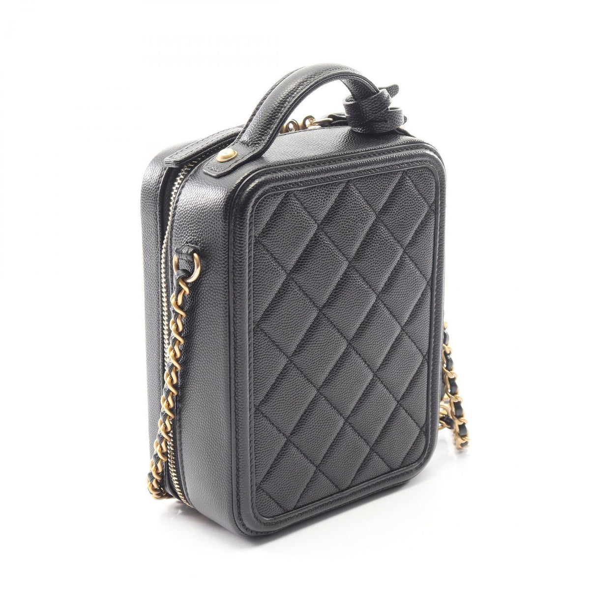 Chanel Shoulder Bag CC Filigree 2-Way Black Caviar Leather CC Quilted Vanity — view 2