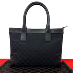 Gucci GG Canvas Pattern Leather Mini Tote Boston Bag Black