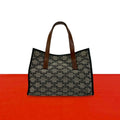 Celine Paris Macadam All Over Pattern Canvas Leather Handbag Mini Tote Gray