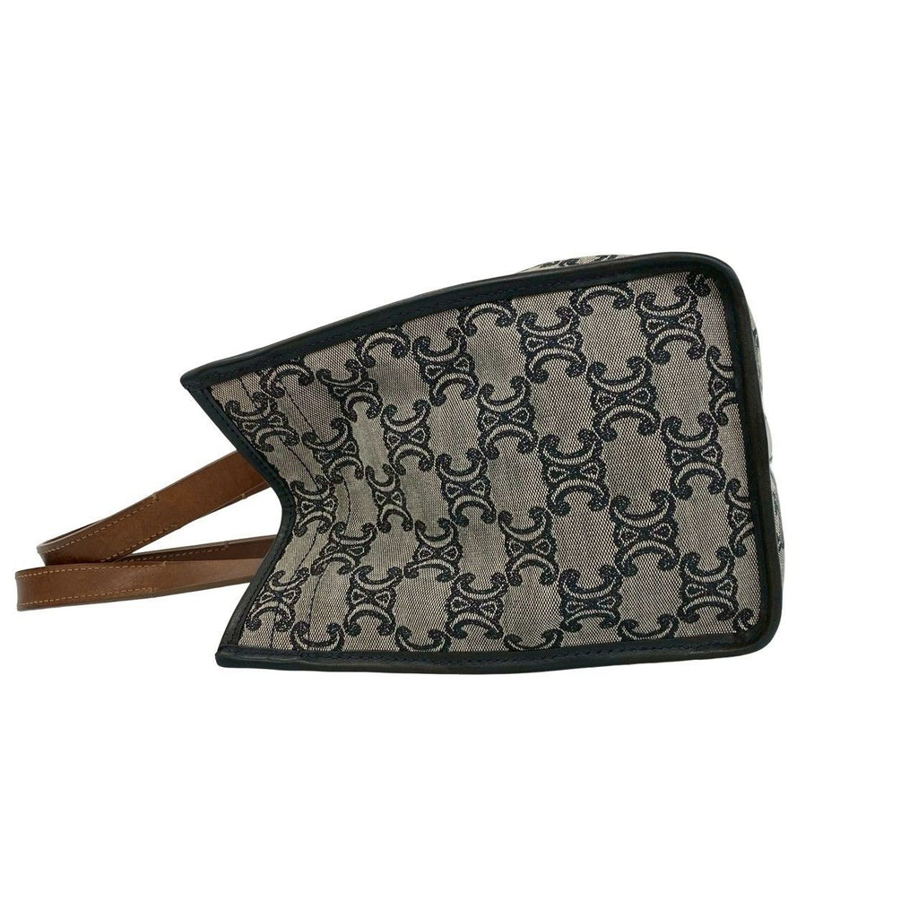 Celine Paris Macadam All Over Pattern Canvas Leather Handbag Mini Tote Gray — view 5