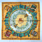 Hermes Carre 90 Scarf Silk Prieres AU Vent Prayer in the Wind Yellow