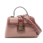 Bottega Veneta Handbag Small Piazza Pink Brown Bordeaux Leather Intrecciato
