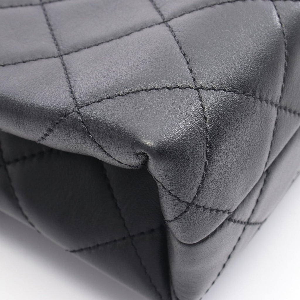 Chanel Shoulder Bag Quilted Logo Black Lambskin Chain — view 6