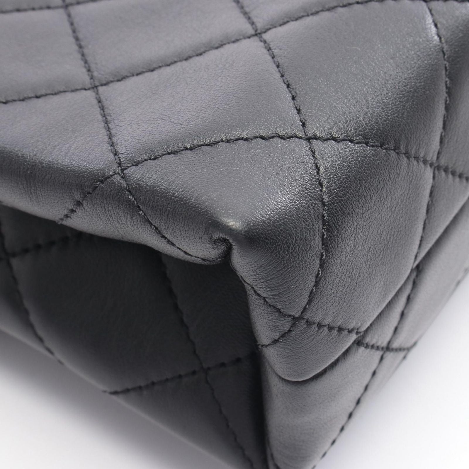 Chanel Shoulder Bag Quilted Logo Black Lambskin Chain — view 6