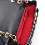 Chanel Shoulder Bag Quilted Logo Black Lambskin Chain — view 3