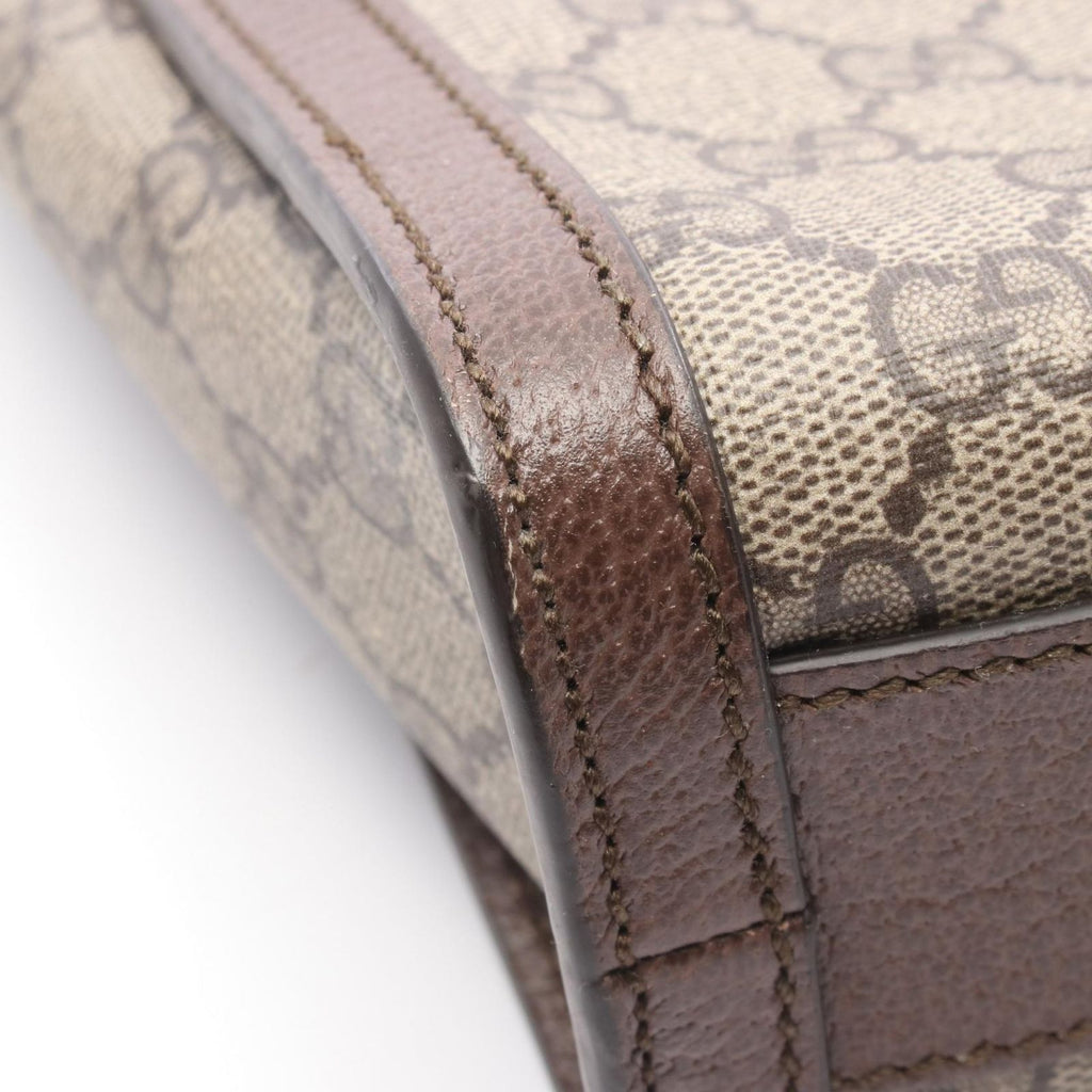 Gucci Tote GG Supreme Beige Brown Canvas Leather Tiger Web 2-Way Handbag — view 7