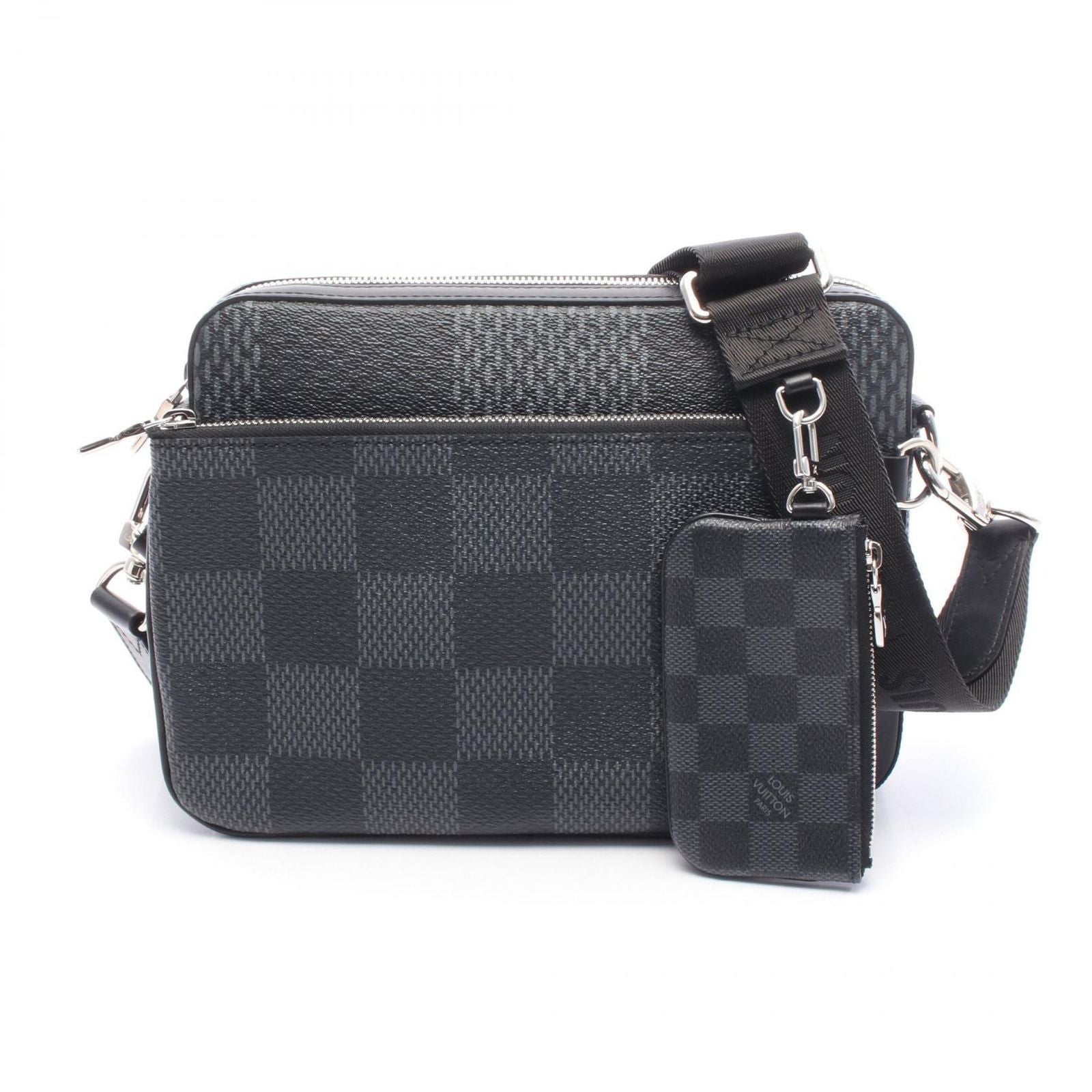 Louis Vuitton Shoulder Bag Trio Messenger Damier Graphite Canvas Leather