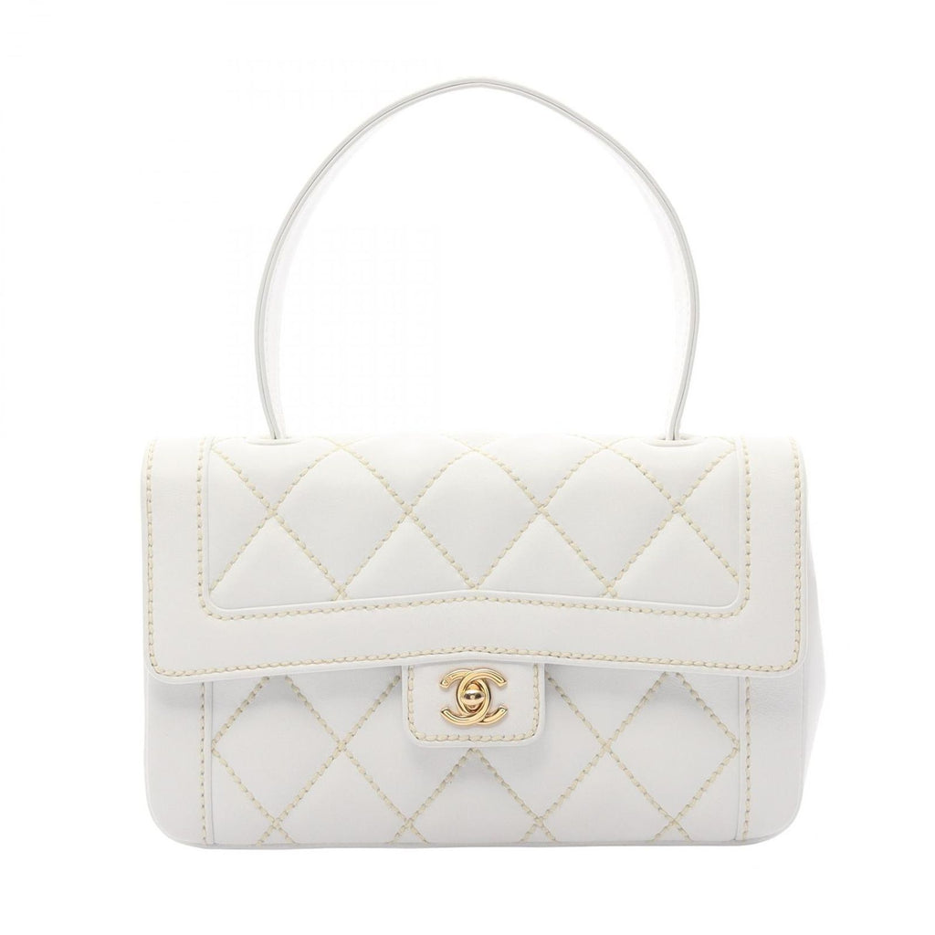 Chanel Handbag Wild Stitch White Leather