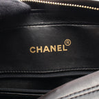 Chanel Shoulder Bag Black Lambskin Quilted Fringe Chain — view 4