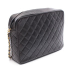 Chanel Shoulder Bag Black Lambskin Quilted Fringe Chain — view 2