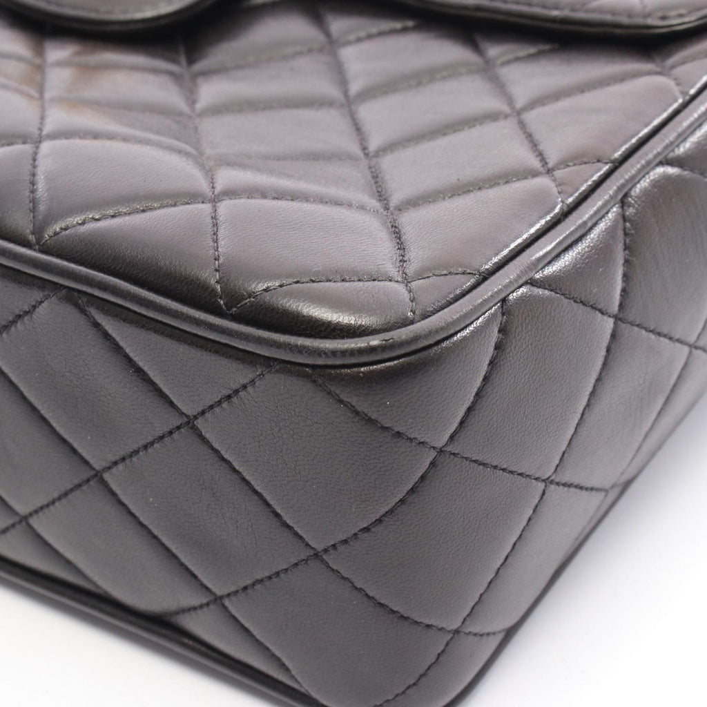 Chanel Shoulder Bag Black Lambskin Quilted Fringe Chain — view 9