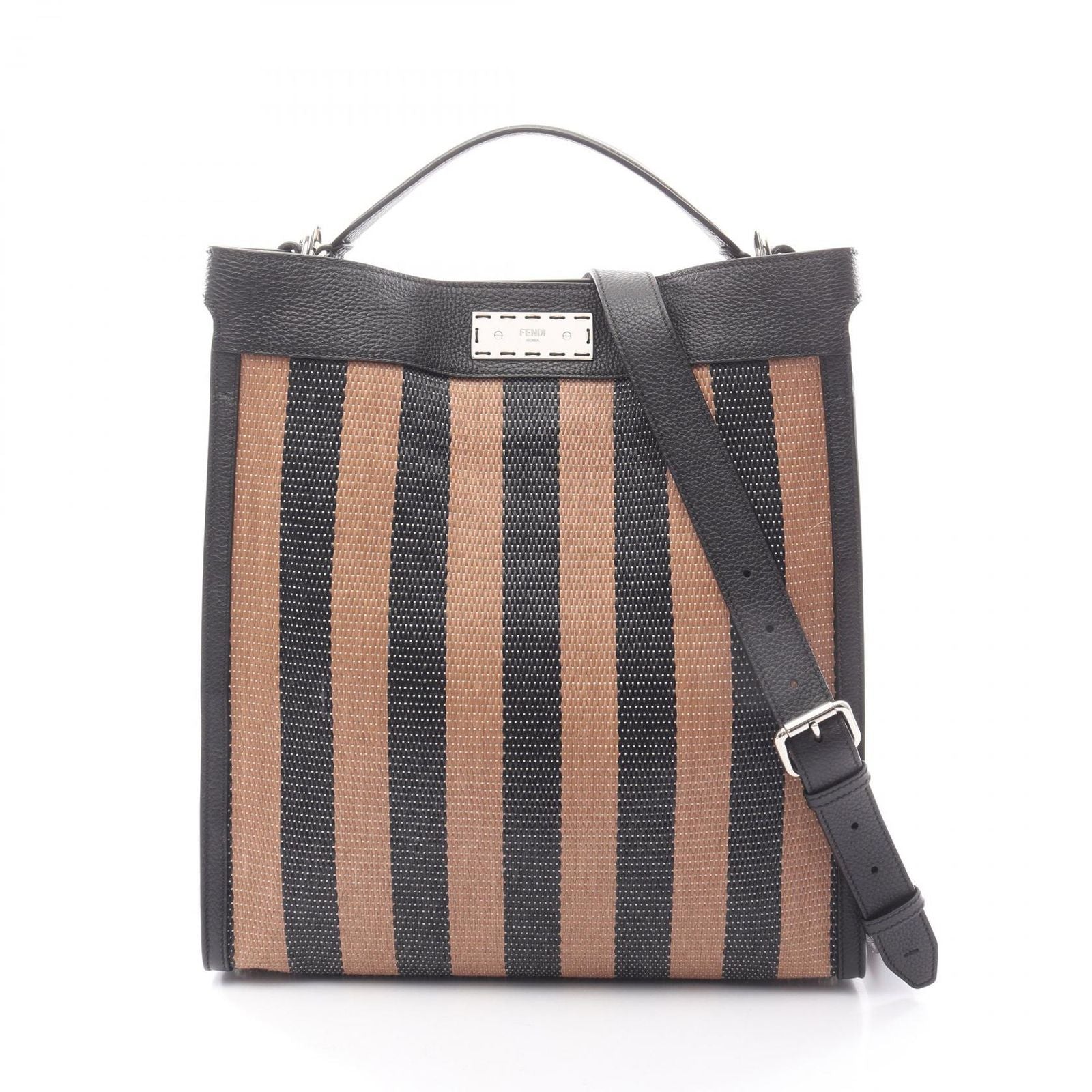 Fendi Tote Peekaboo X-Lite Fit Black Brown Leather