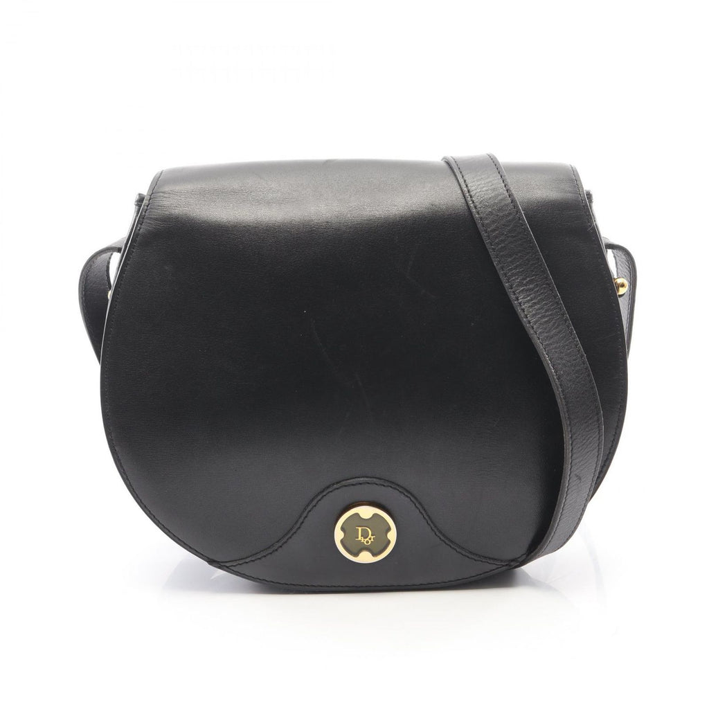 Dior Shoulder Bag Black Leather Vintage